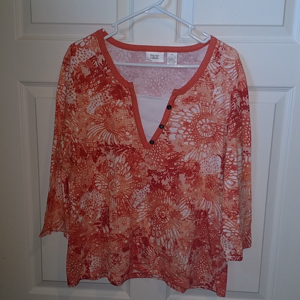 Orange and White Blouse NWOT